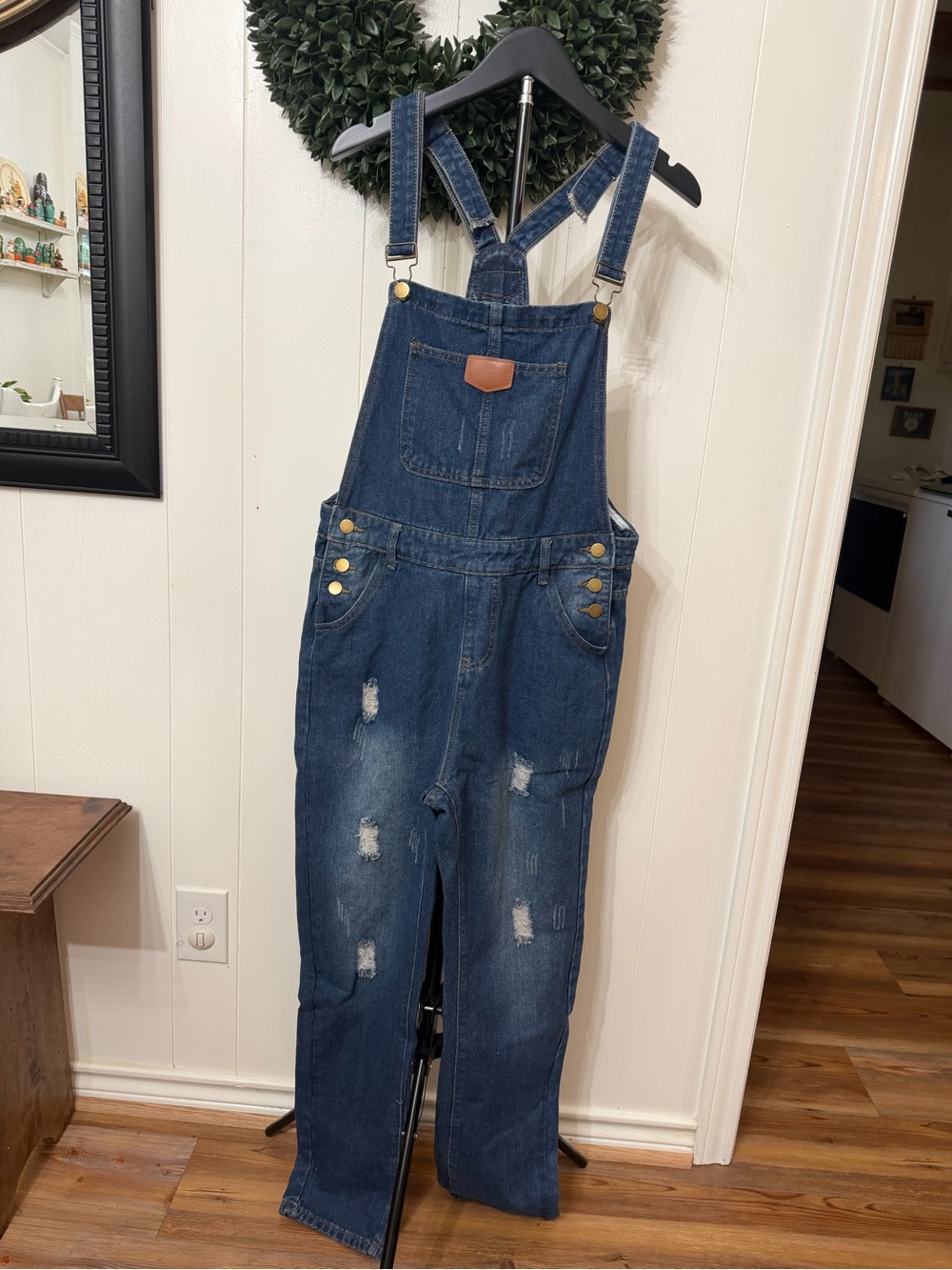 Distressed Jean Overalls.